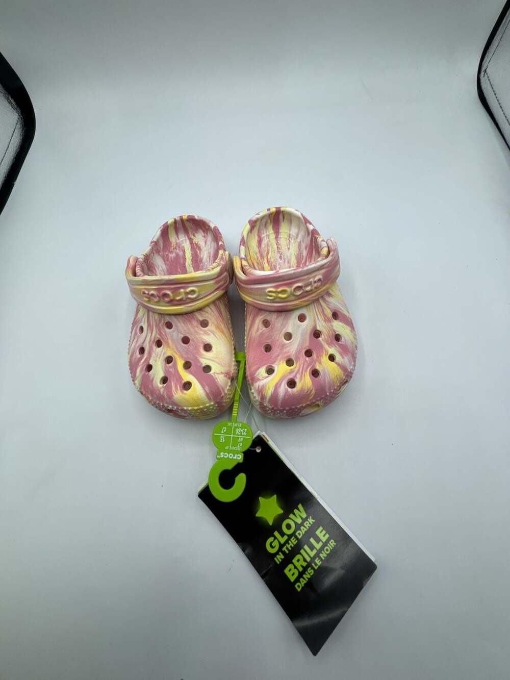 Crocs Kids Classic Glow Marbled Clog Toddler Pink Yellow